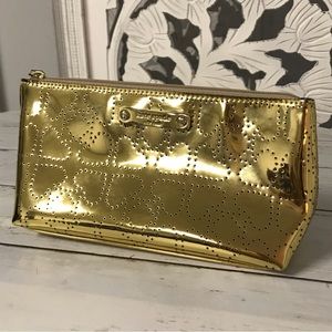 Kate Spade Cosmetic Makeup Bag Little Shiloh Metro Spade Gold Shimmer